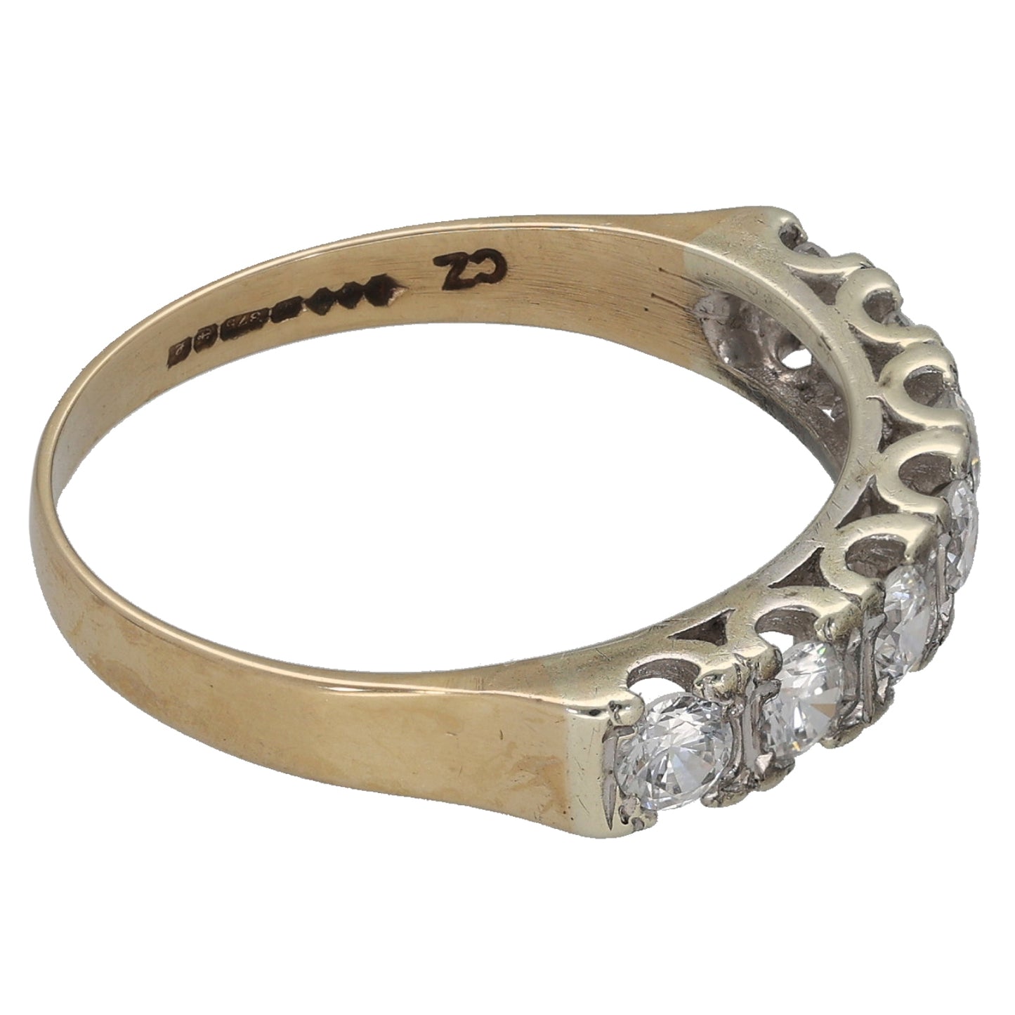 9ct Gold Cubic Zirconia Half Eternity Ring Size Q