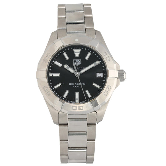 Tag Heuer Aquaracer WBD1310, silver baton hour markers on a black dial