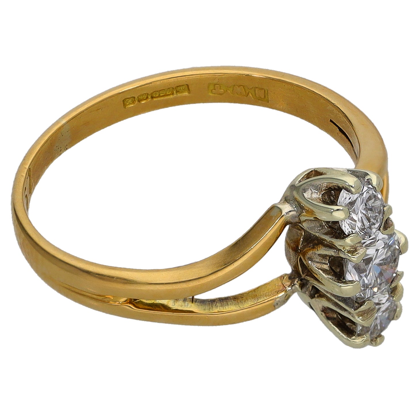 18ct Gold 0.35ct Diamond Trilogy Ring Size L