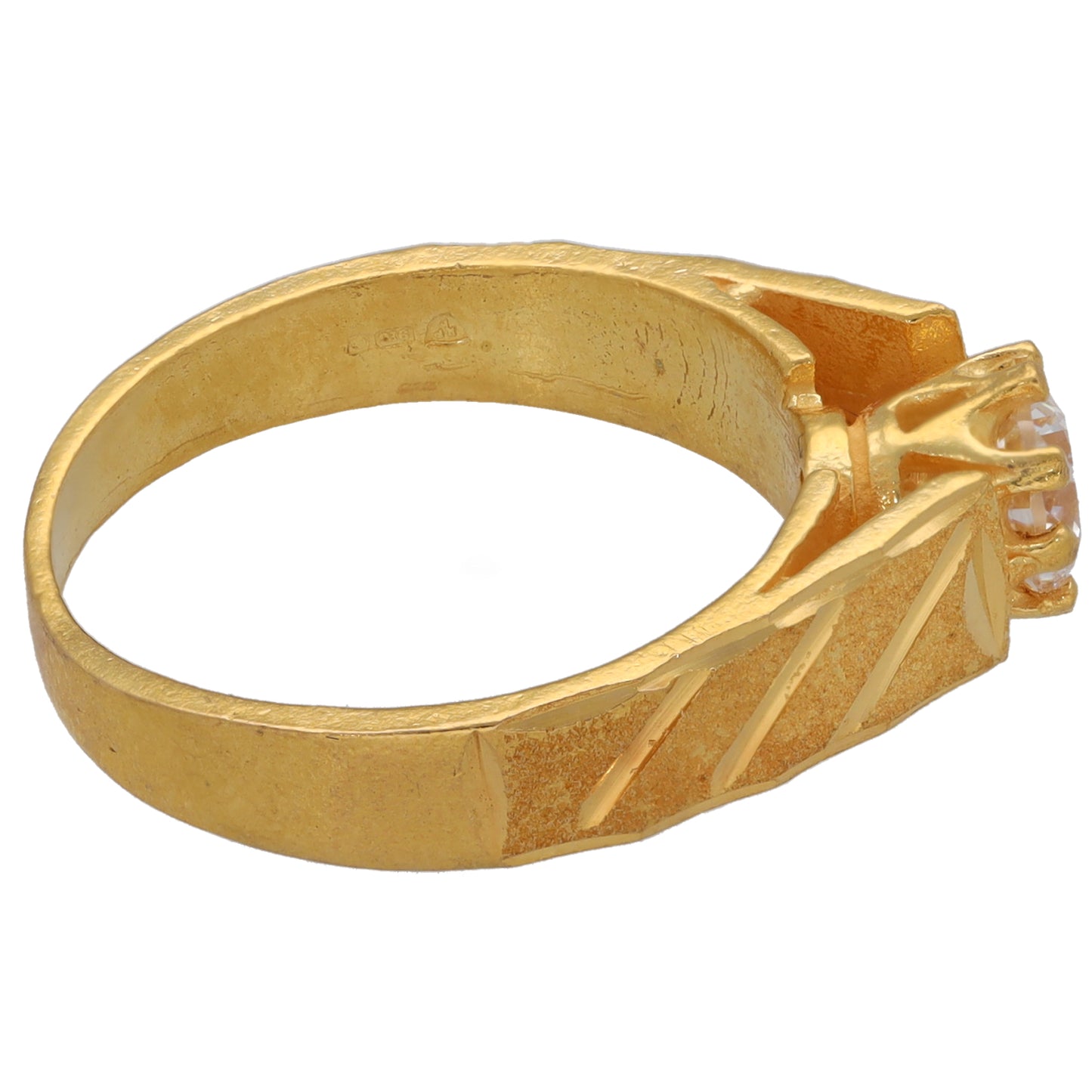 22ct Gold Cubic Zirconia Single Stone Ring Size L