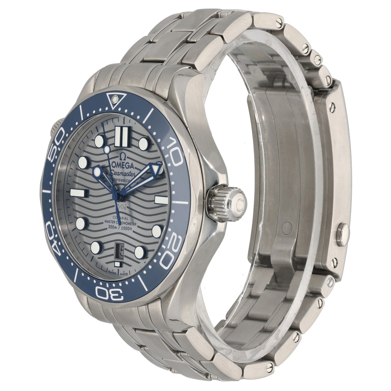 Omega Seamaster 210.30.42.20.06.001, Grey & Blue Dial, Stainless Steel, Front Angle Image