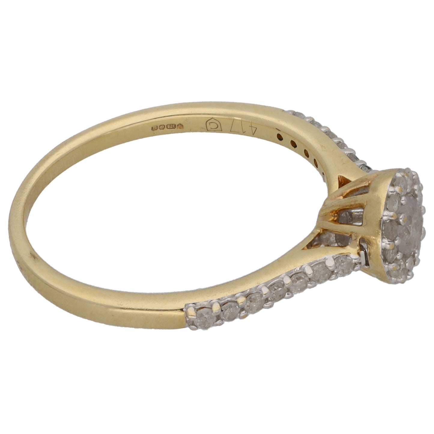 9ct Gold 0.46ct Diamond Halo Ring Size P