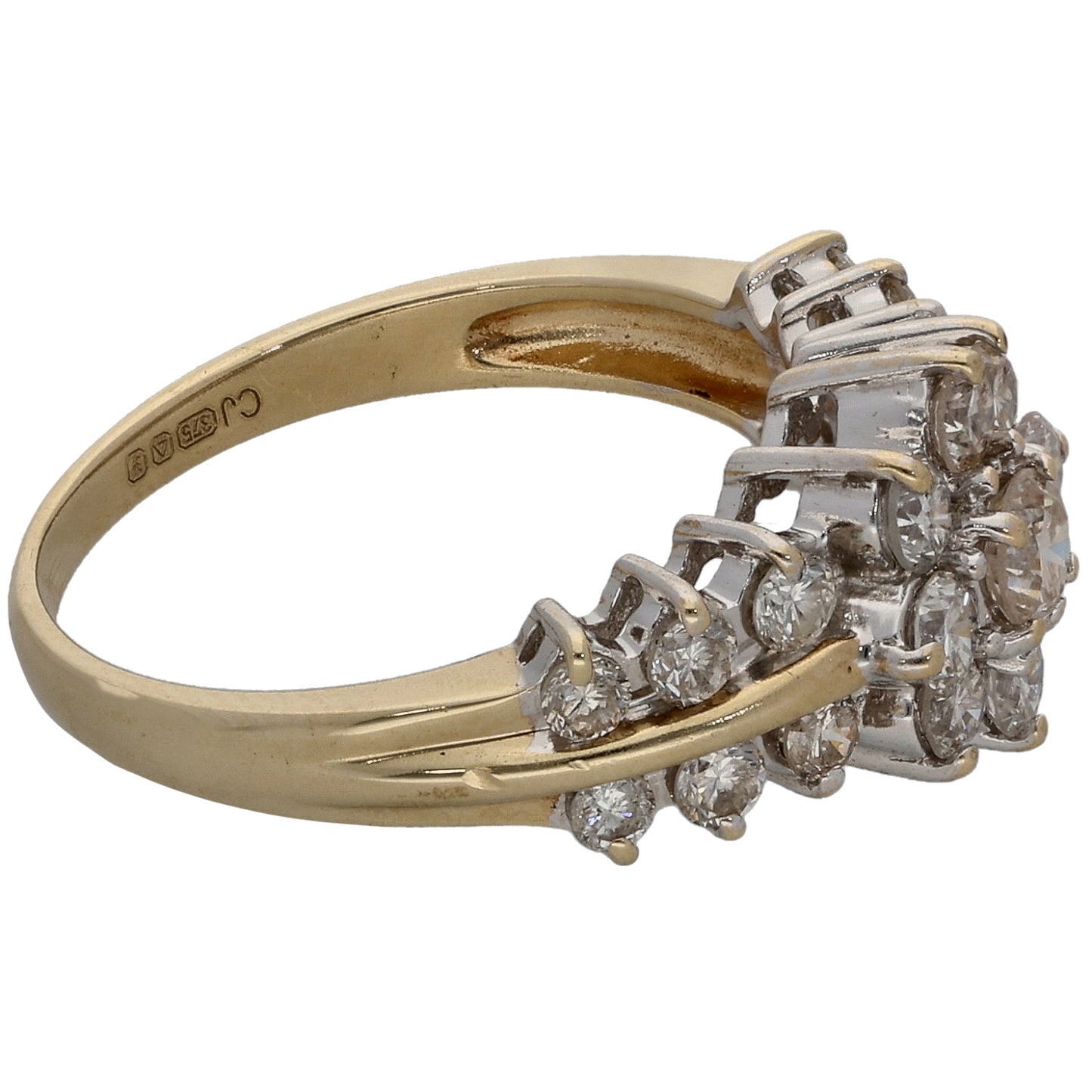 9ct Gold 0.94ct Diamond Cluster Ring Size K