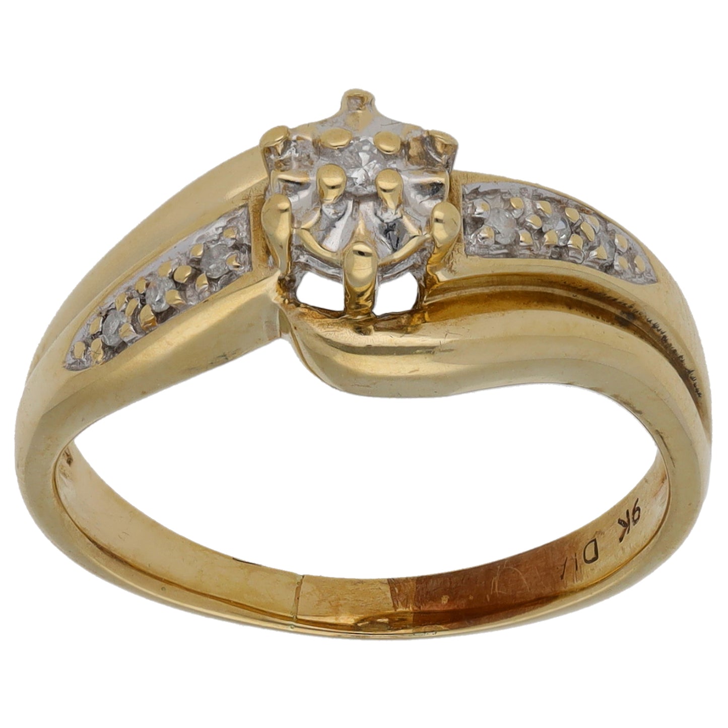 9ct Gold 0.09ct Diamond Dress/Cocktail Ring Size M