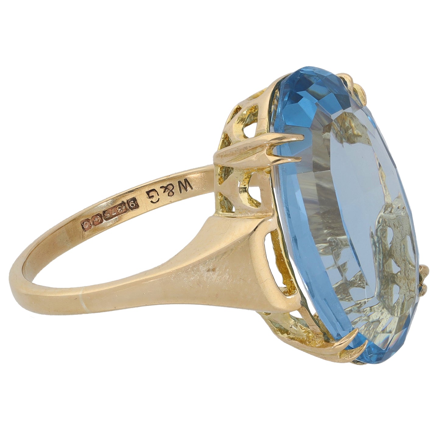 9ct Gold Imitation Single Stone Ring Size T
