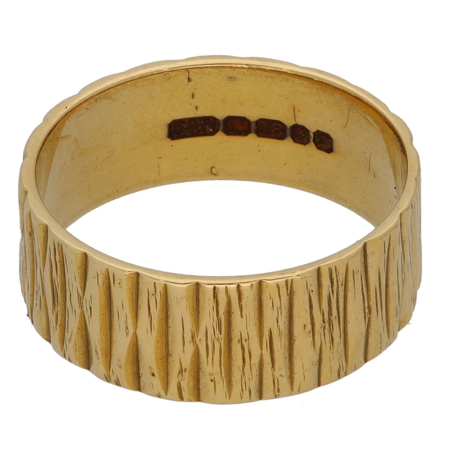 18ct Gold Patterned Wedding Ring Size M