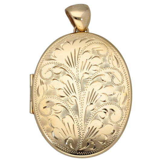9ct Gold Patterned Locket Pendant