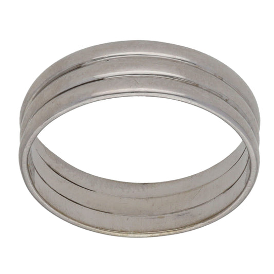 9ct White Gold Patterned Wedding Ring Size M