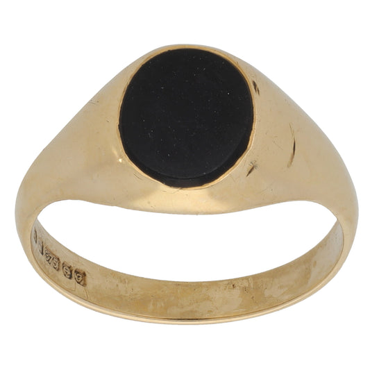 9ct Gold Onyx Single Stone Signet Ring Size P