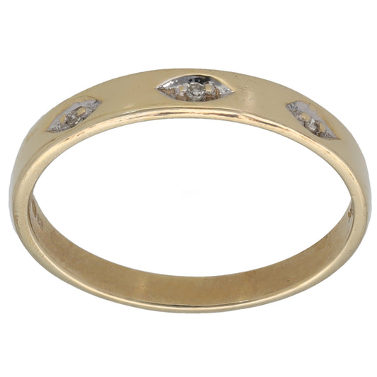9ct Gold 0.015ct Diamond Three Stone Ring Size Q