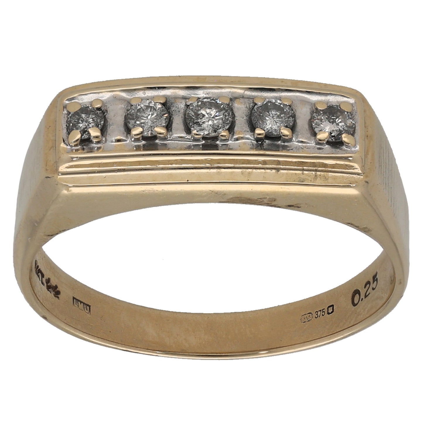 9ct Gold 0.25ct Diamond Half Eternity Ring Size T