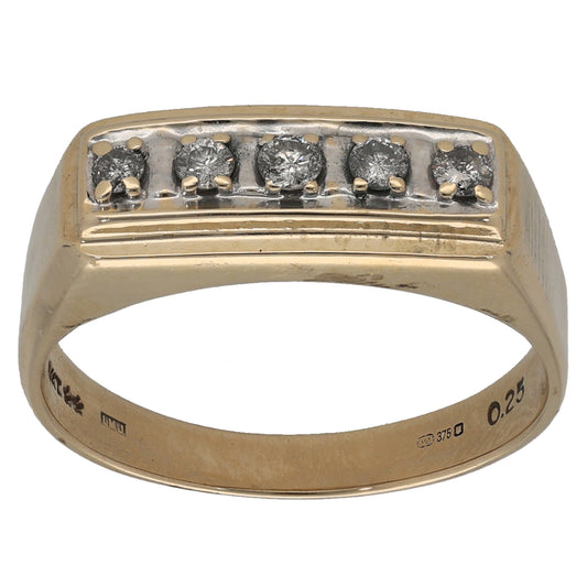 9ct Gold 0.25ct Diamond Half Eternity Ring Size T