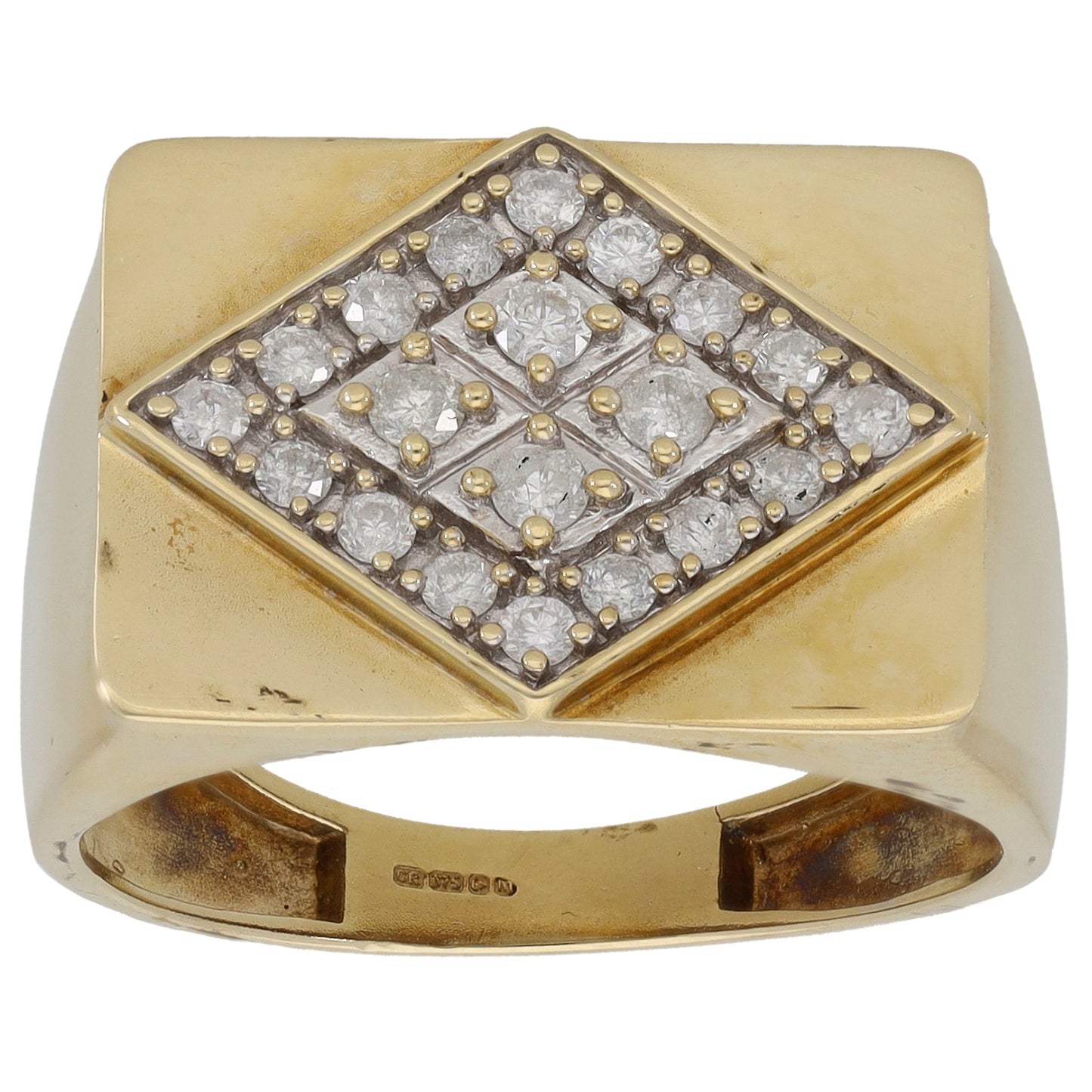 9ct Gold 0.17ct Diamond Signet Ring Size T 1/2