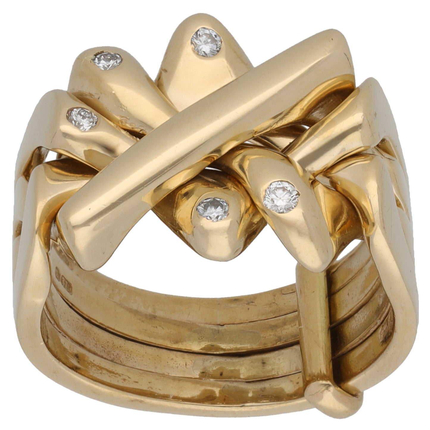 9ct Gold Cubic Zirconia Puzzle Ring Size L
