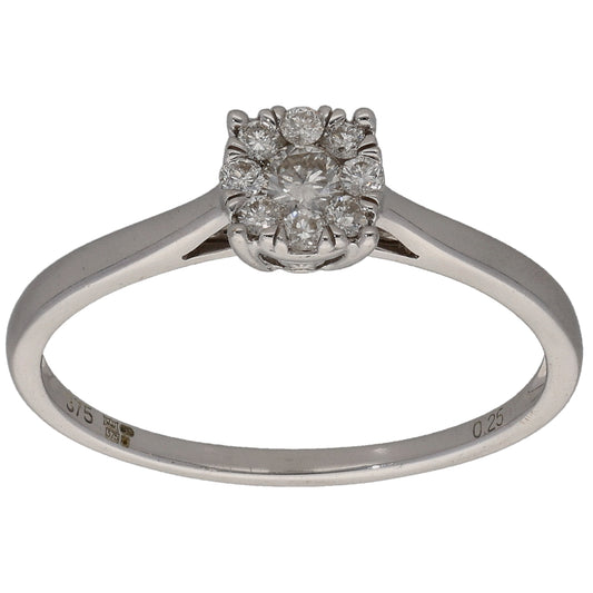 9ct White Gold 0.25ct Diamond Cluster Ring Size S