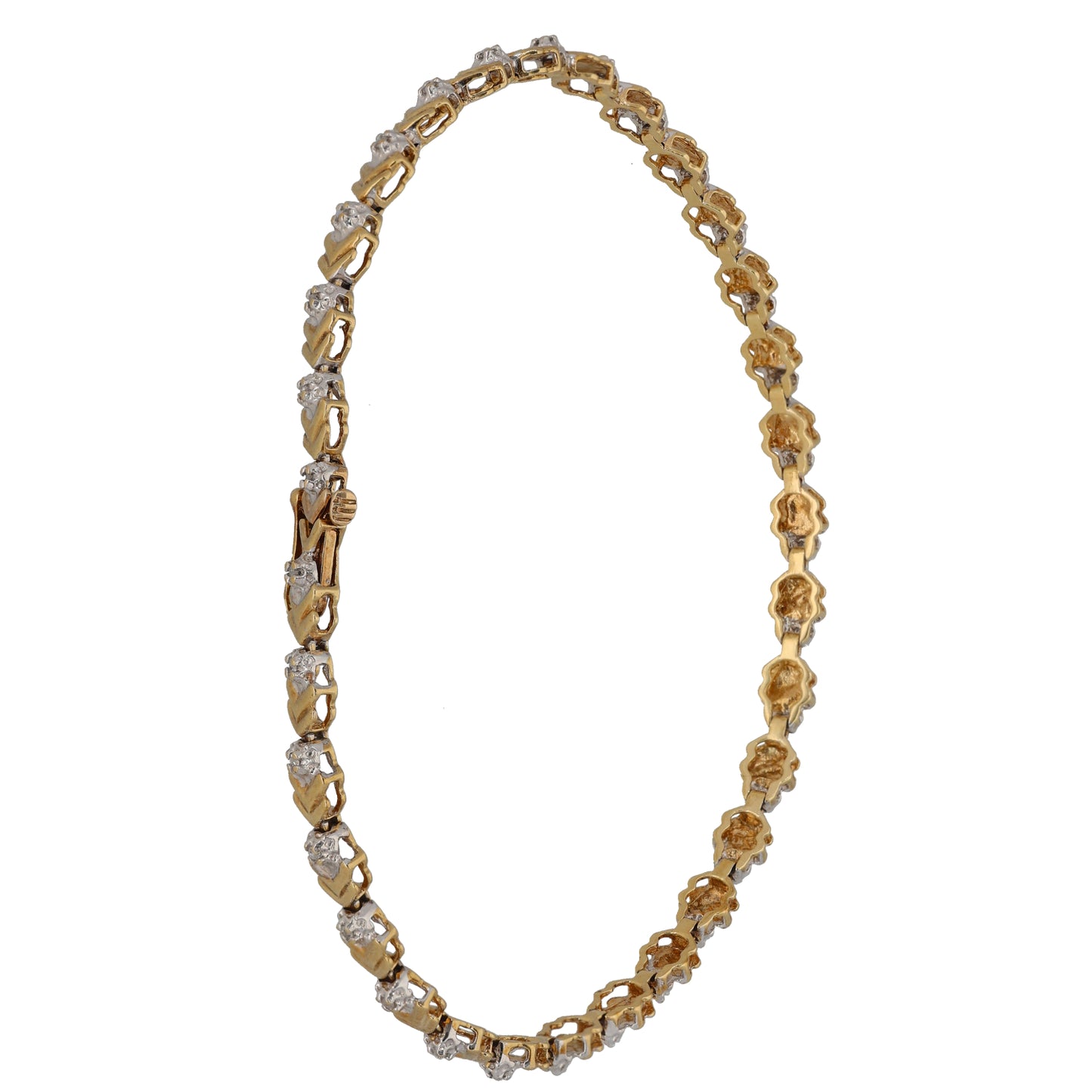 9ct Gold 0.16ct Diamond Fancy Stone Set Bracelet