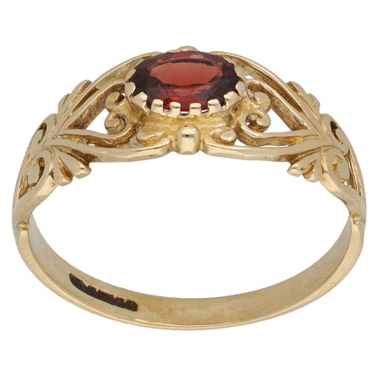 9ct Gold Garnet Single Stone Ring Size Q