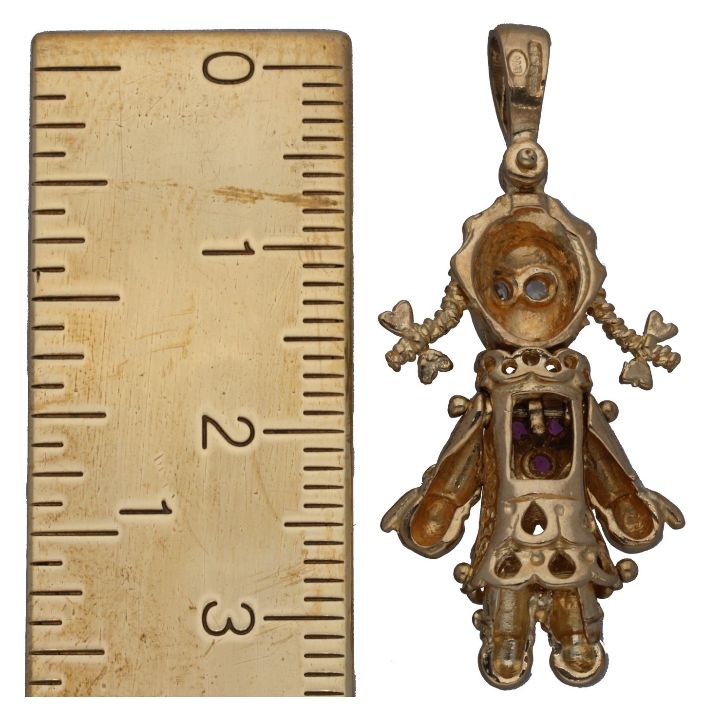 9ct Gold Imitation Gems Dolly Pendant