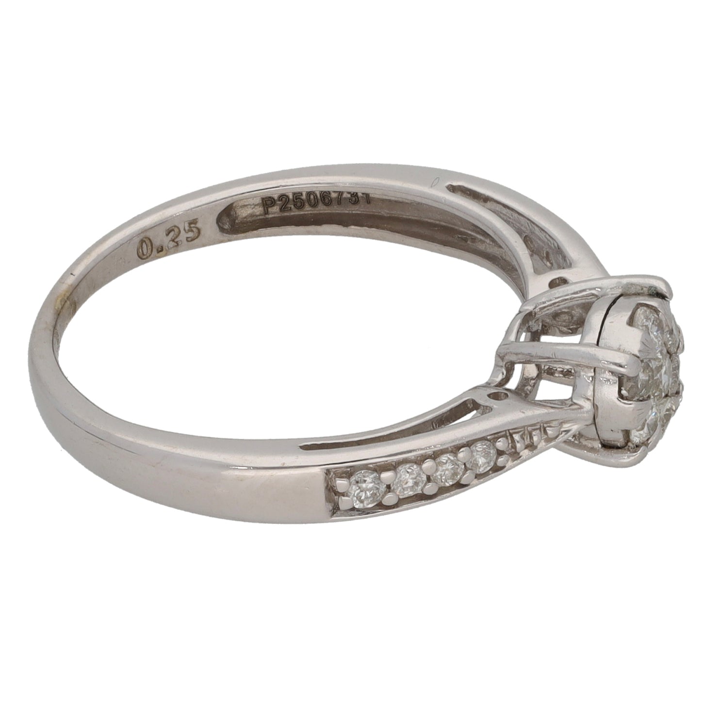 9ct White Gold 0.25ct Diamond Cluster Ring Size M