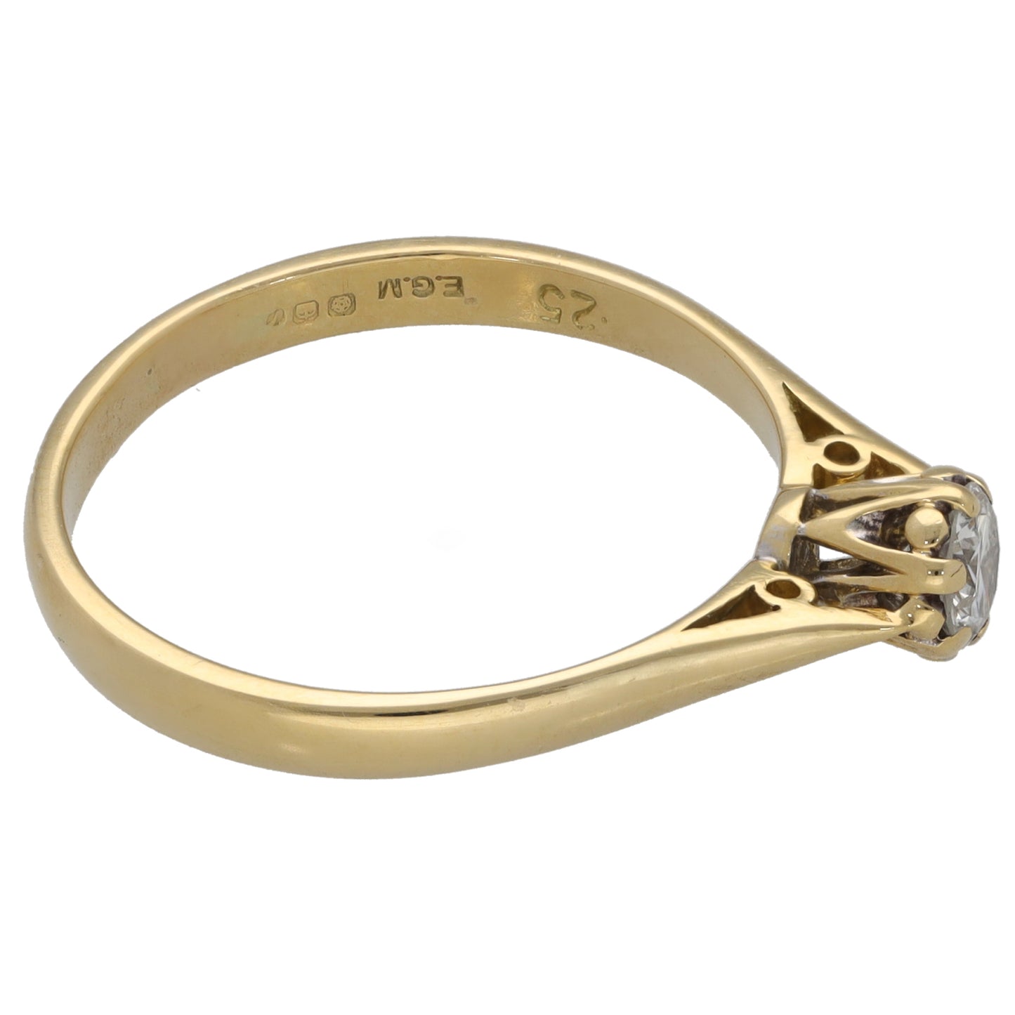 18ct Gold 0.25ct Diamond Solitaire Ring Size P