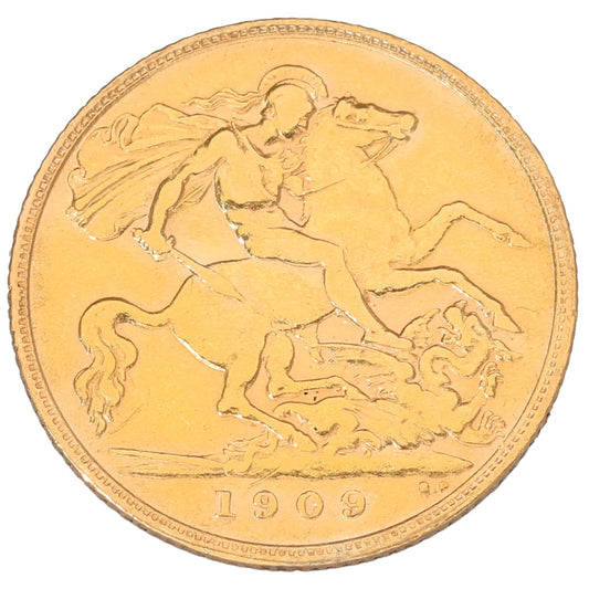22ct Gold King Edward VII Half Sovereign Coin 1909