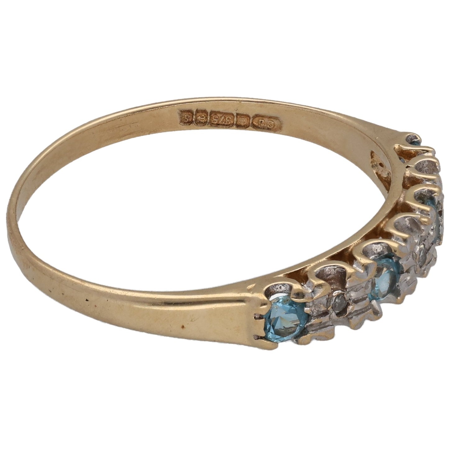 9ct Gold Topaz & 0.015ct Diamond Half Eternity Ring Size O