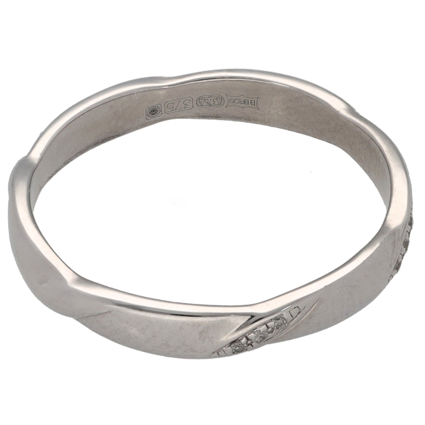9ct Gold 0.045ct Diamond Patterned Wedding Ring Size N