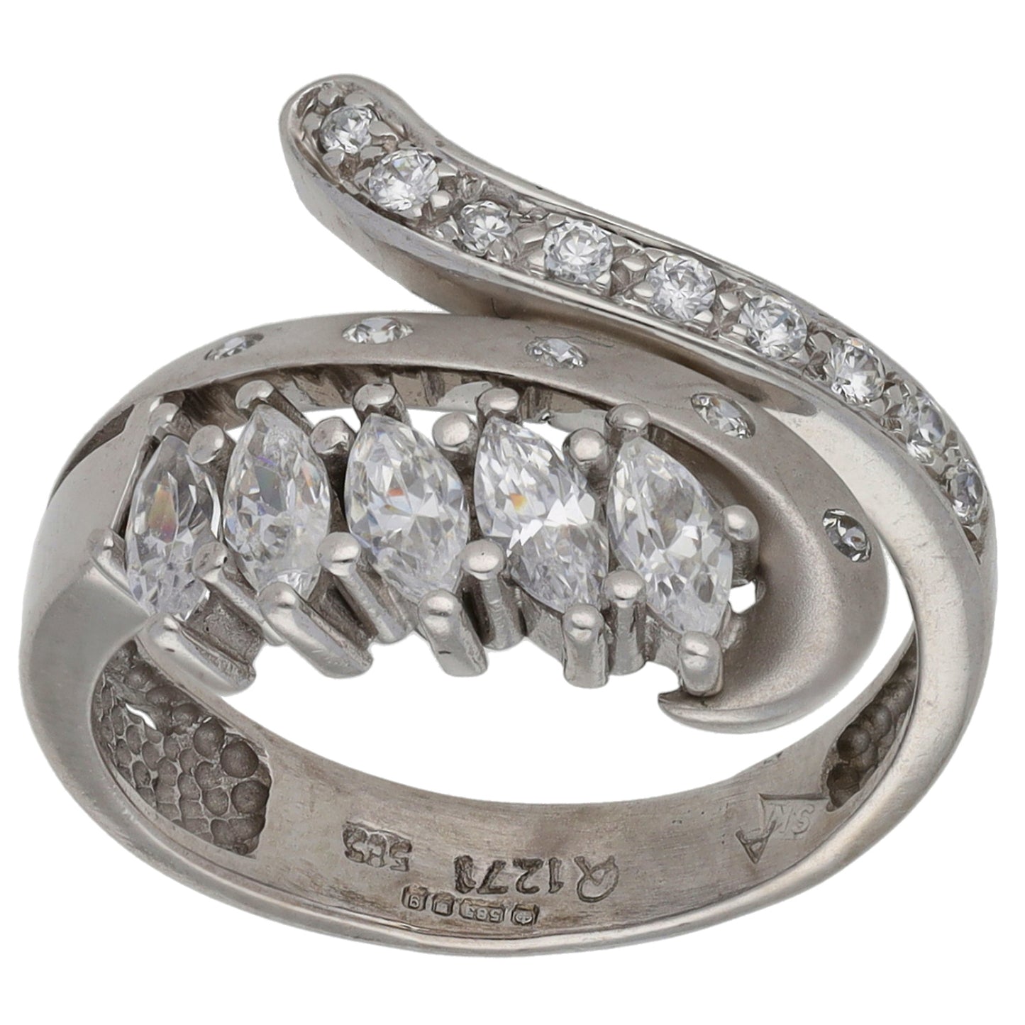 14ct White Gold Cubic Zirconia Cluster Ring Size M