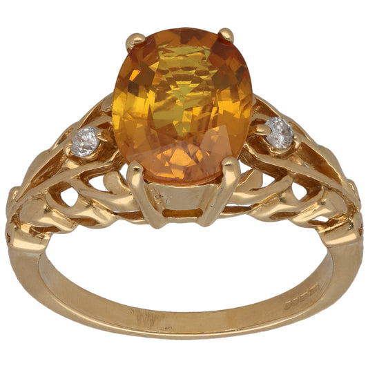 18ct Gold Sapphire & 0.04ct Diamond Dress/Cocktail Ring Size M