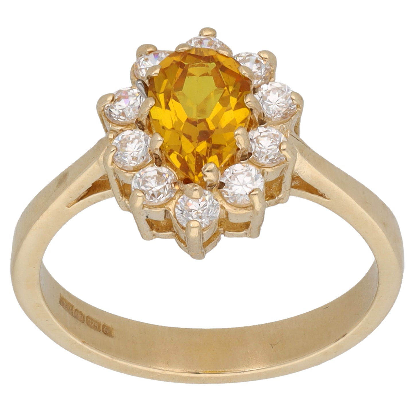 9ct Gold Sapphire & Cubic Zirconia Cluster Ring Size N