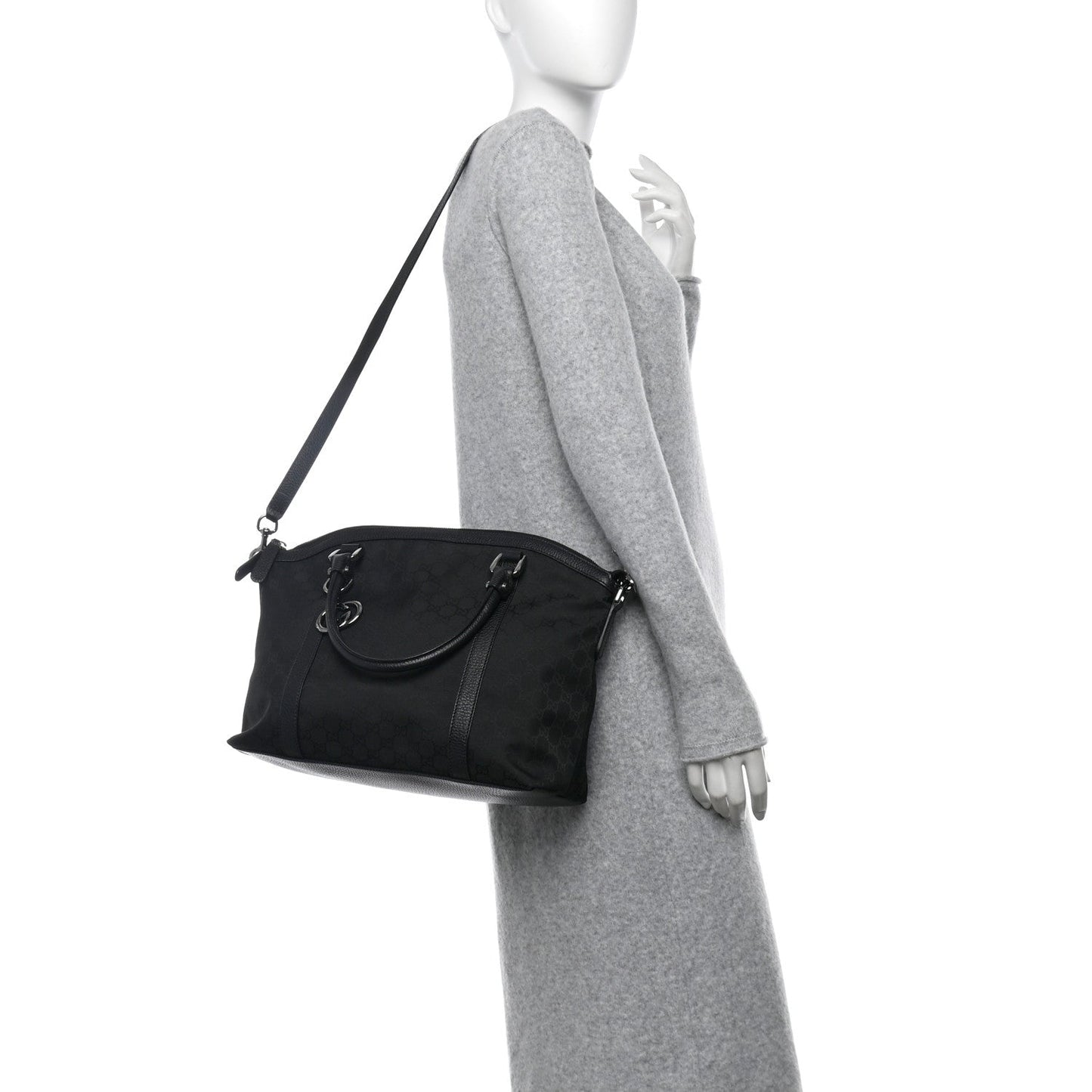 Gucci GG Charm Dome Nylon Bag - Black