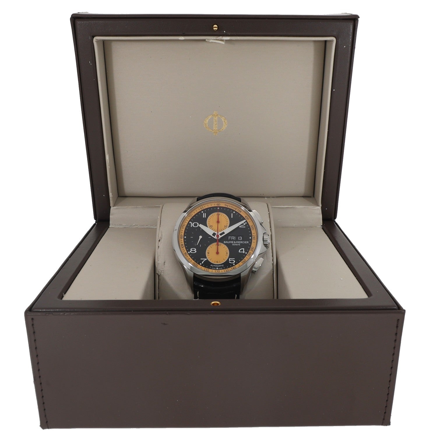Baume Et Mercier Clifton 65826, Black And Yellow Watch, Box Image