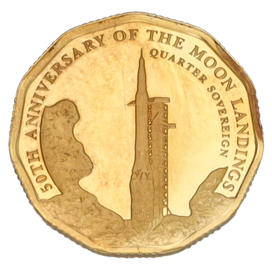 22ct Gold 50th Anniversary Of The Moon Landing Quarter Sovereign Coin 2019