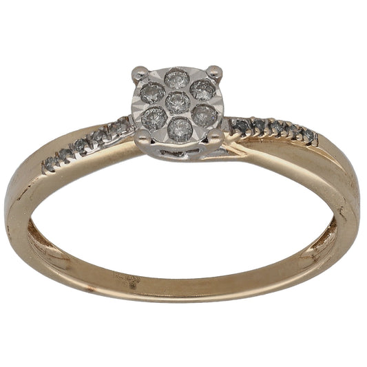 9ct Gold 0.10ct Diamond Cluster Ring Size P
