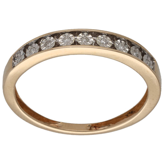 9ct Gold 0.045ct Diamond Half Eternity Ring Size Q