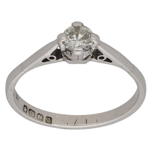 18ct White Gold 0.24ct Diamond Solitaire Ring Size L