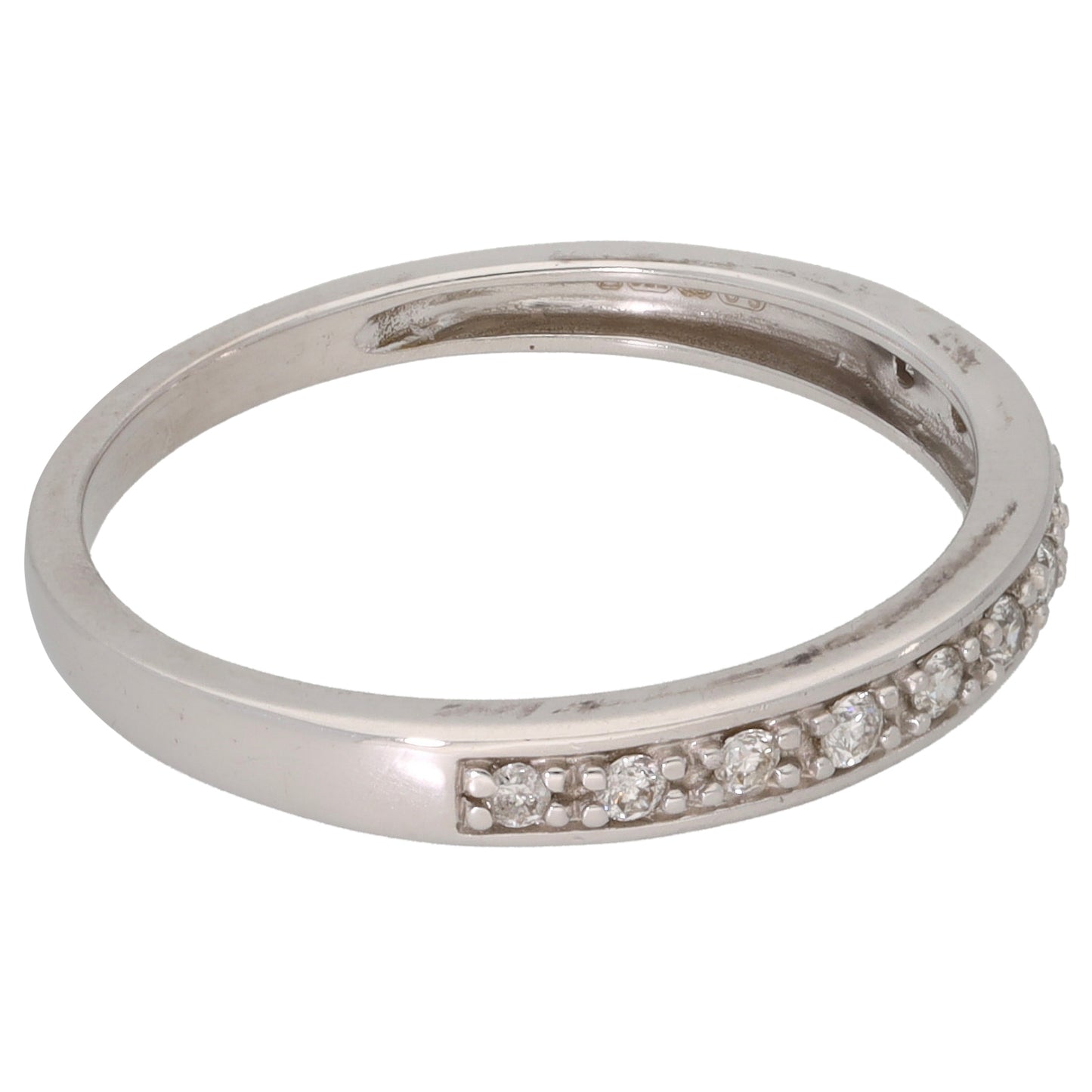 18ct White Gold 0.13ct Diamond Half Eternity Ring Size M