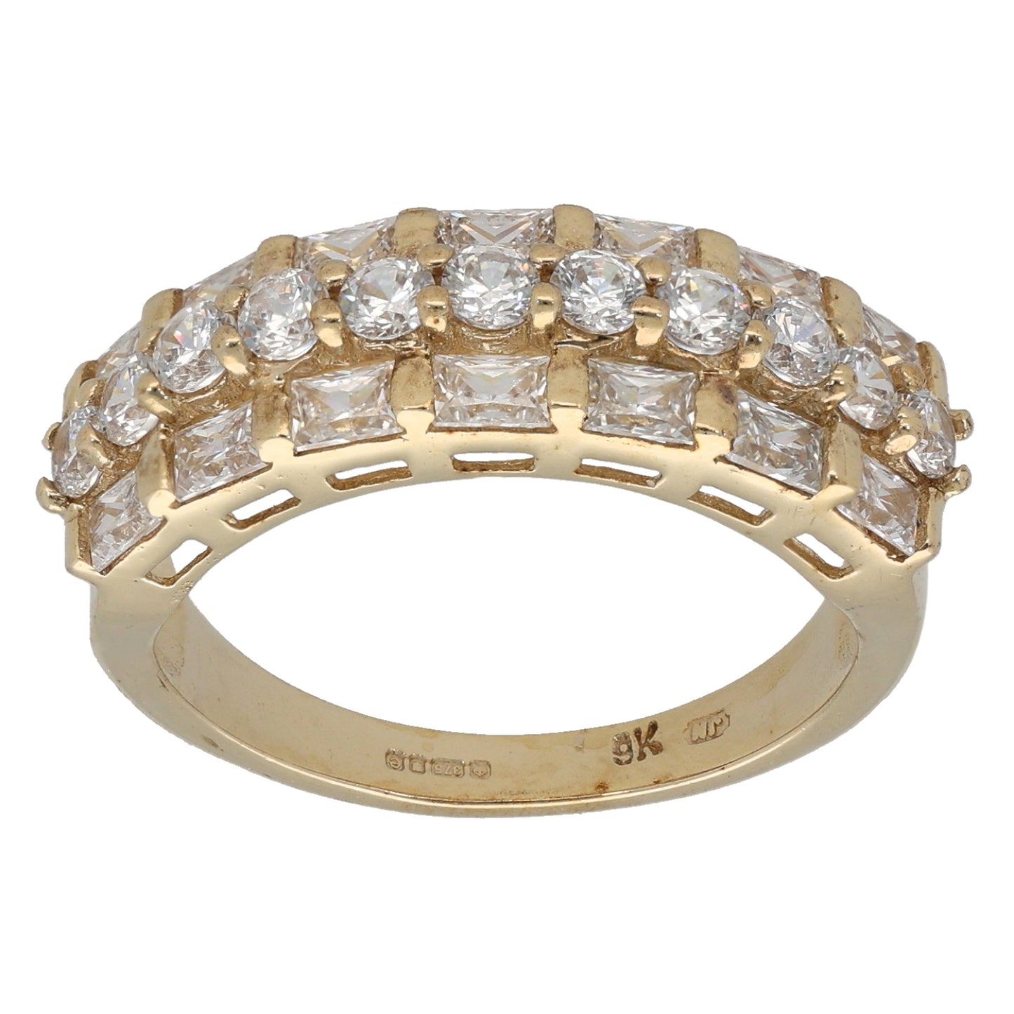 9ct Gold Cubic Zirconia Dress/Cocktail Ring Size O