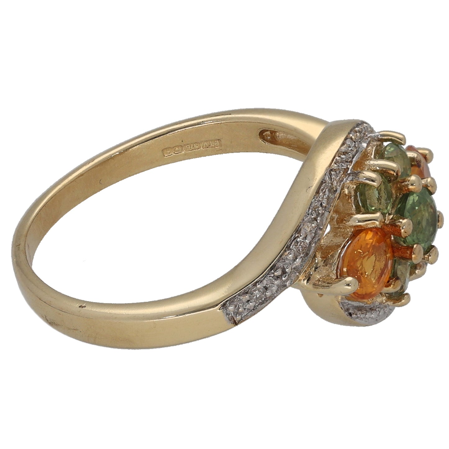 9ct Gold Sapphire & 0.04ct Diamond Dress/Cocktail Ring Size O