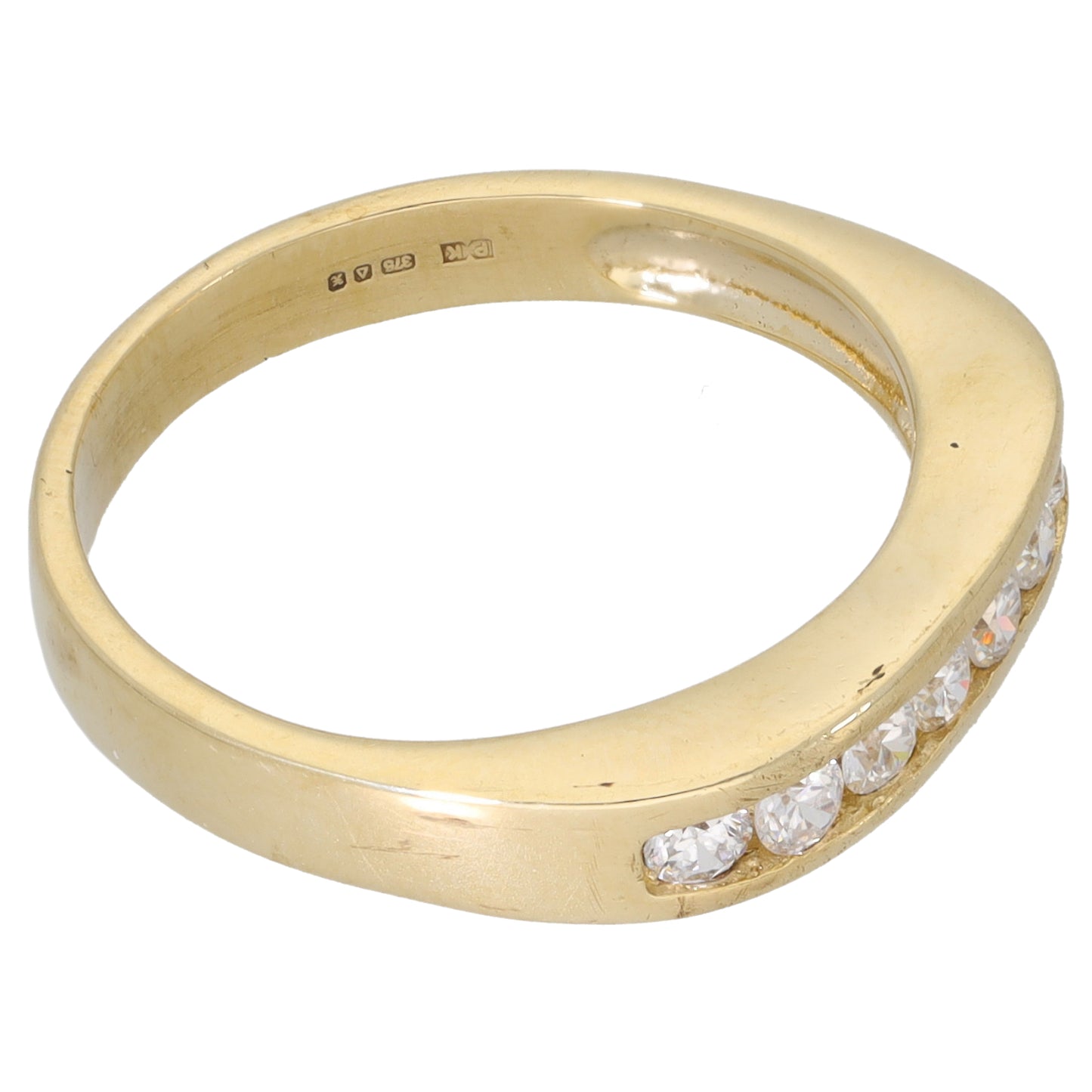 9ct Gold Cubic Zirconia Half Eternity Ring Size P