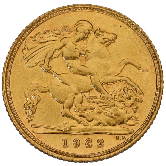 22ct Gold Queen Elizabeth Half Sovereign Coin 1982