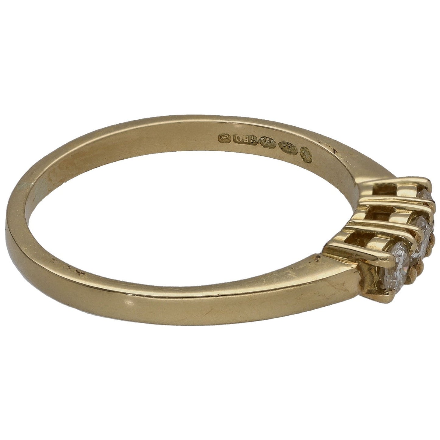 18ct Gold 0.24ct Diamond Trilogy Ring Size P