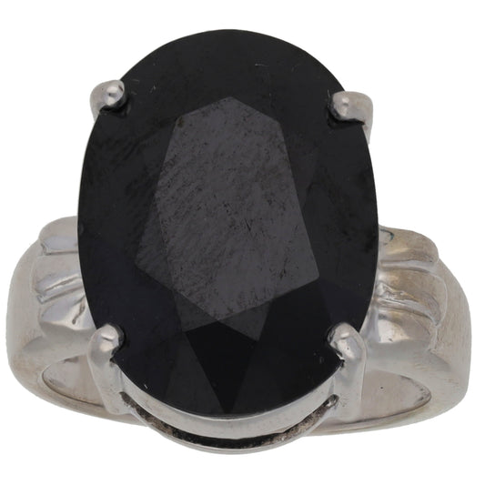 9ct White Gold Imitation Gem Single Stone Ring Size N