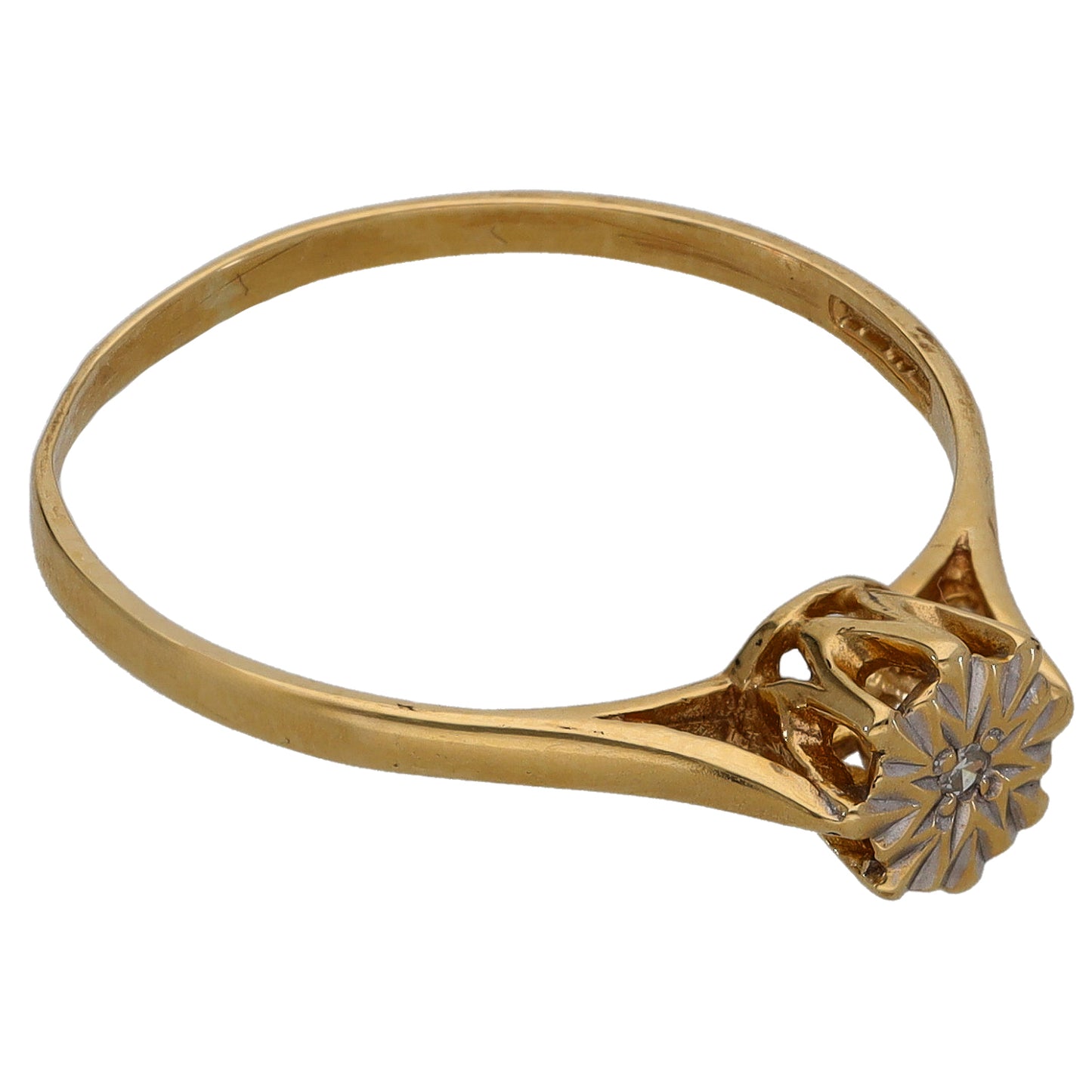 9ct Gold 0.01ct Diamond Solitaire Ring Size R