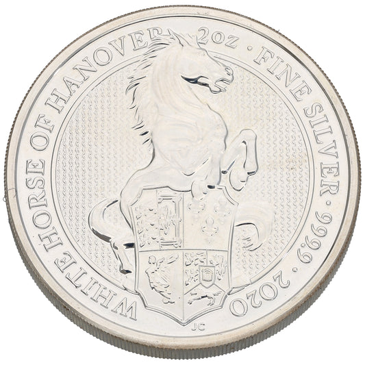 Fine Silver White Horse Of Hanover 2 OZ Coin 2020