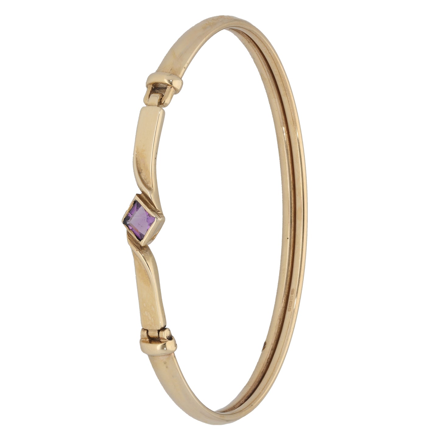 9ct Gold Amethyst Hinged/Clasp Bangle