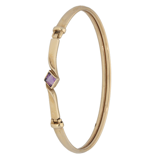 9ct Gold Amethyst Hinged/Clasp Bangle