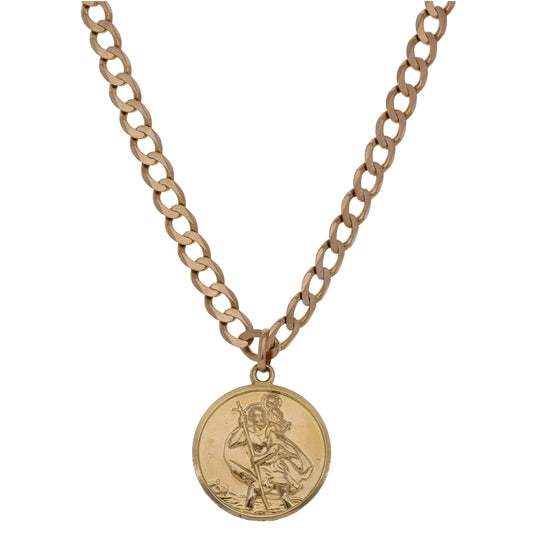 9ct Gold St Christopher Pendant With Chain