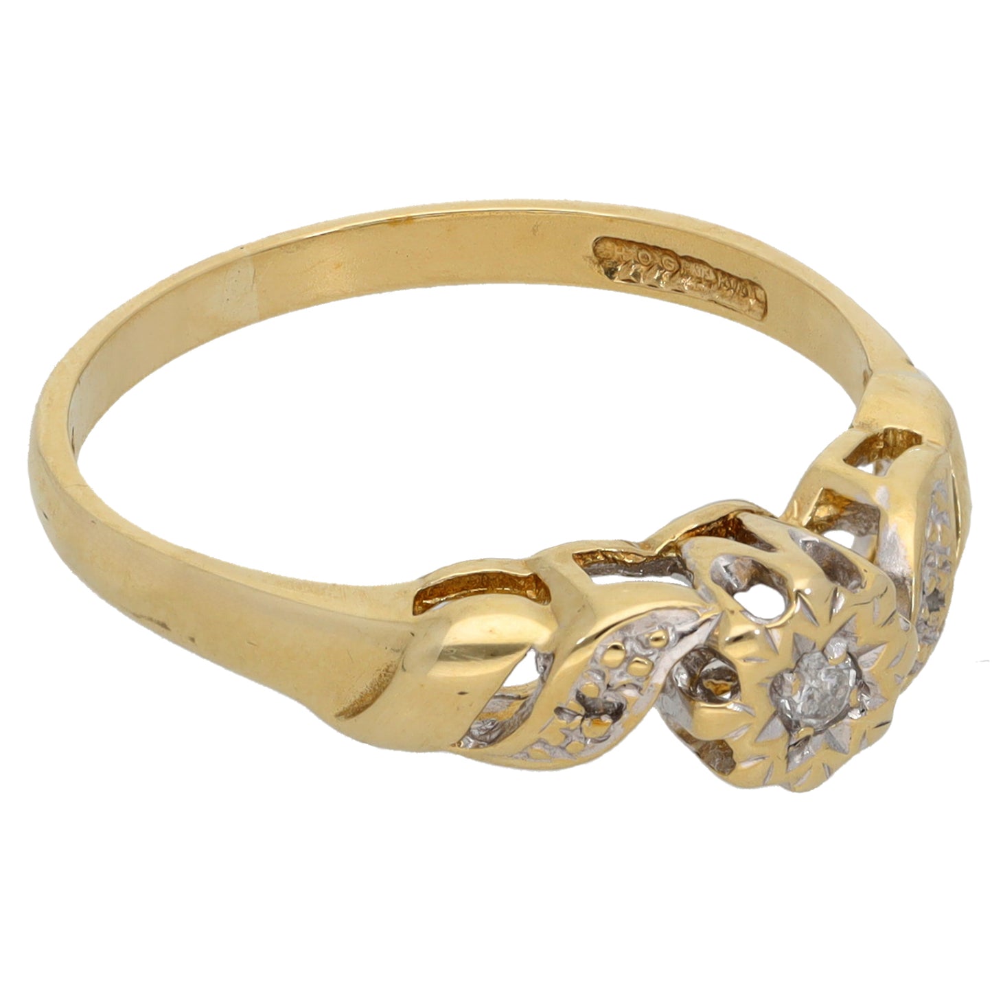 9ct Gold 0.06ct Diamond Solitaire Ring Size N