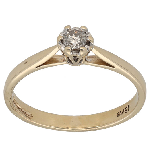9ct Gold 0.15ct Diamond Solitaire Ring Size N
